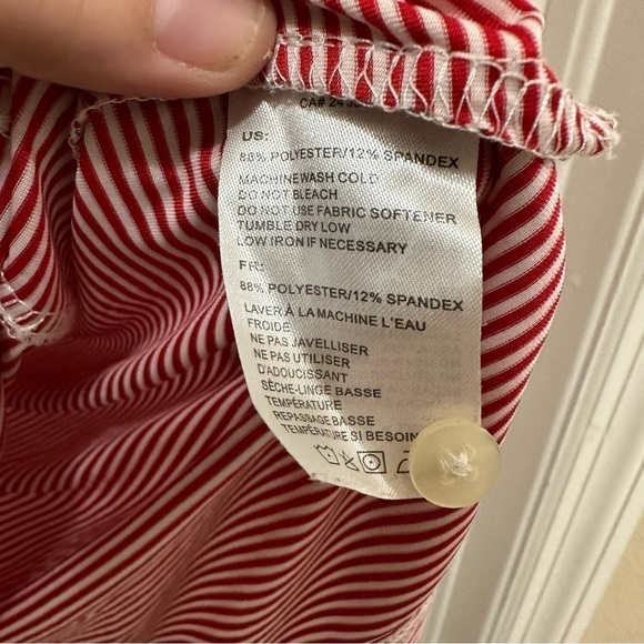 Women's Polo Striped Button Down Shirt - Red - Picture 4 of 5